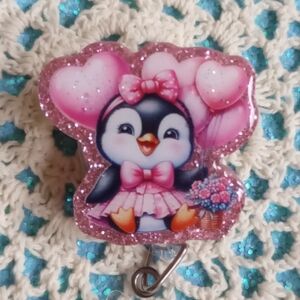 Cute Penguin Glitter Brooch